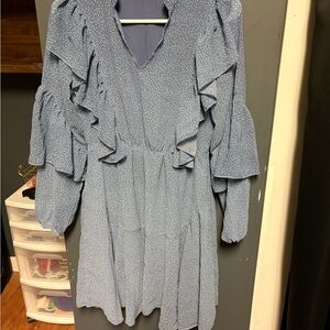 Blue Ruffled Women's Dress
